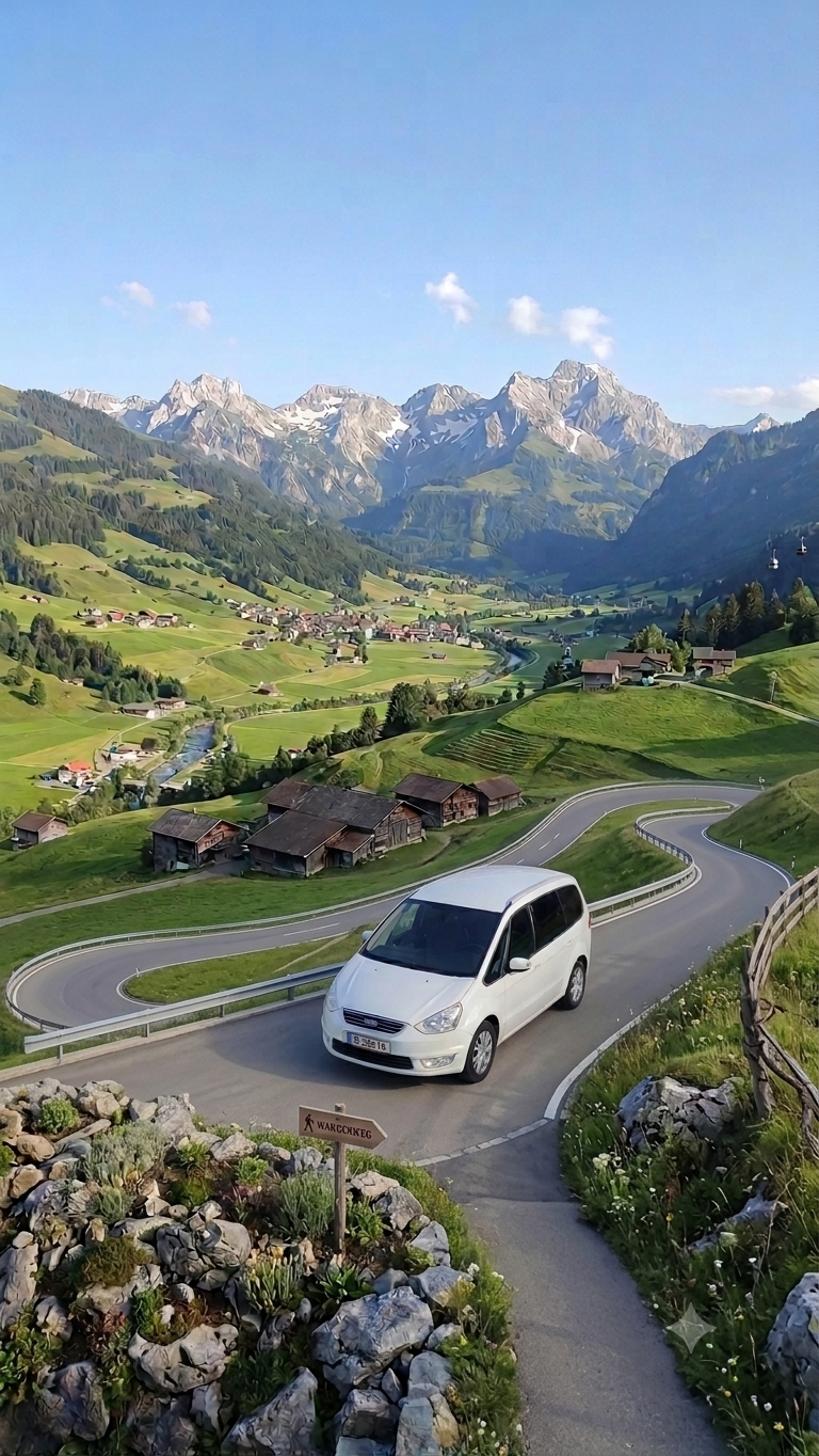 Taxi Koni Bregenzerwald mit Ford Galaxy 7 Plätzer als Flughafentransfer